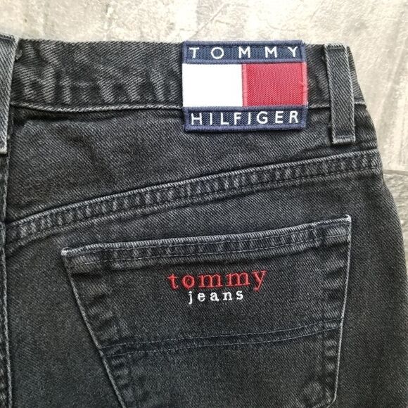 Vintage 90s y2k Black Tommy Hilfiger High Rise Waist Relaxed Fit Mom Jeans 9/30 - Picture 1 of 8